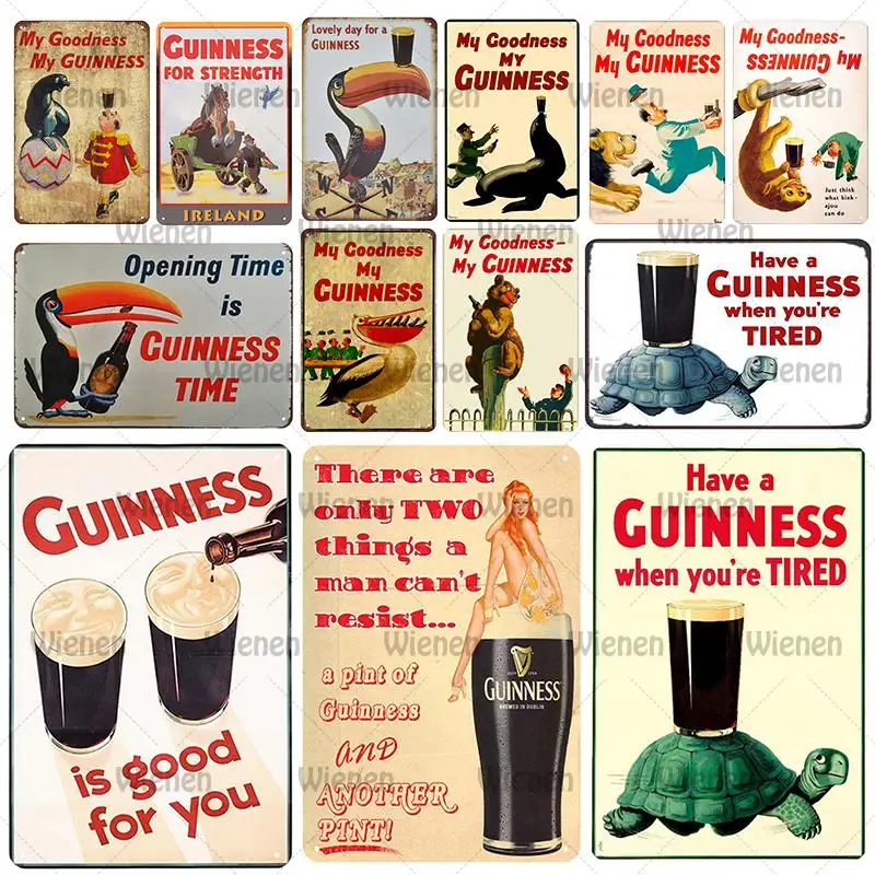 Металлическая винтажная Жестяная Табличка Guinness булавка потертый декор