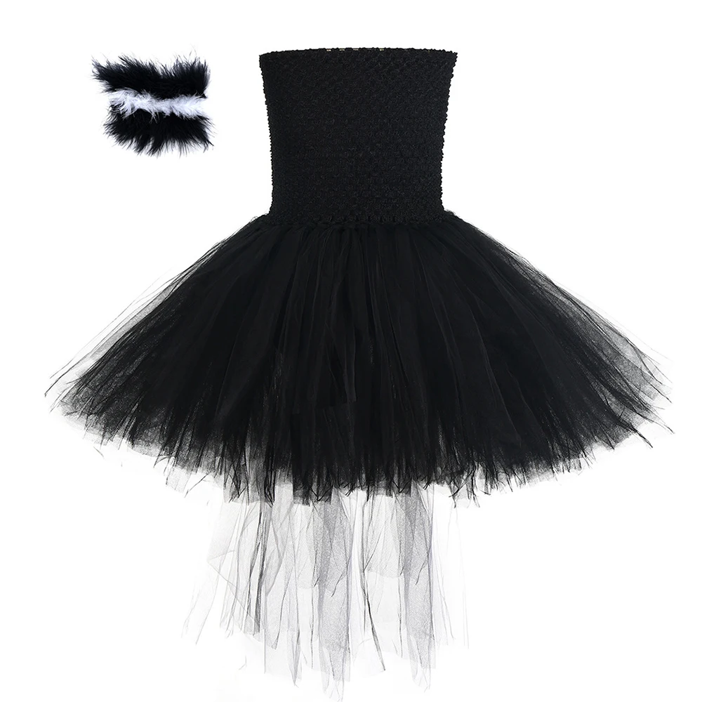 Черно-белое платье-пачка Skunk для девочек с меховым хвостом пушистыми животными