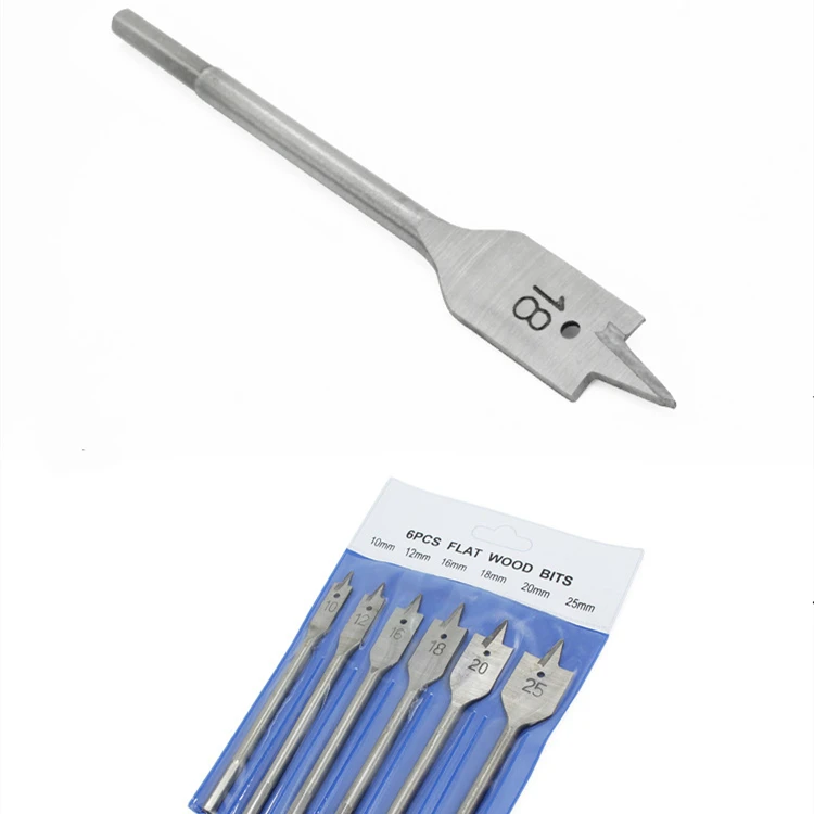 

6pcs High Quality Woodworking Flat Drill 10-25mm High Carbon Steel Wood Flat Drill Set Hexagon Shank Hole Opener Punching Tool