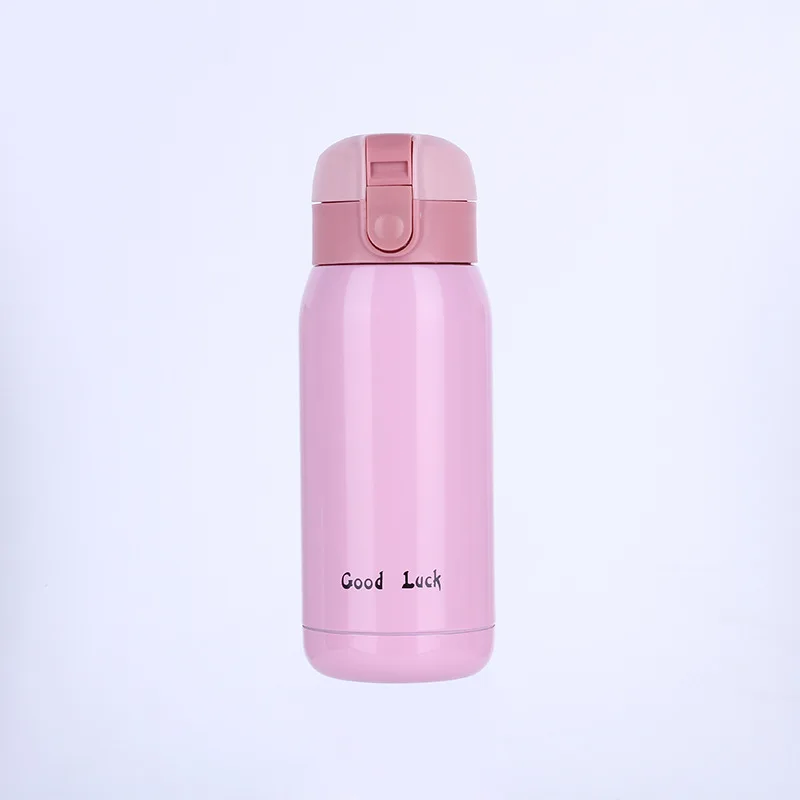 Bpa free, 360 мл, мини-термос для детских вещей, чашка из нержавеющей стали, вакуумная колба, портативная, детская, школьная, молочная, термальная бутылка с веревкой - Цвет: Розовый