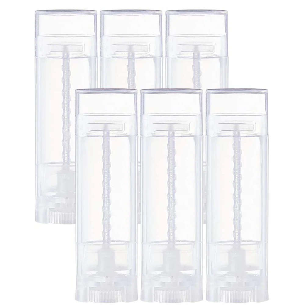 

6pcs 5ml Oval Lip Balm Tubes Plastic Deodorant Containers Twist-up Lip Balm Tubes Homemade Lipsticks, Chapsticks Solid Perfume