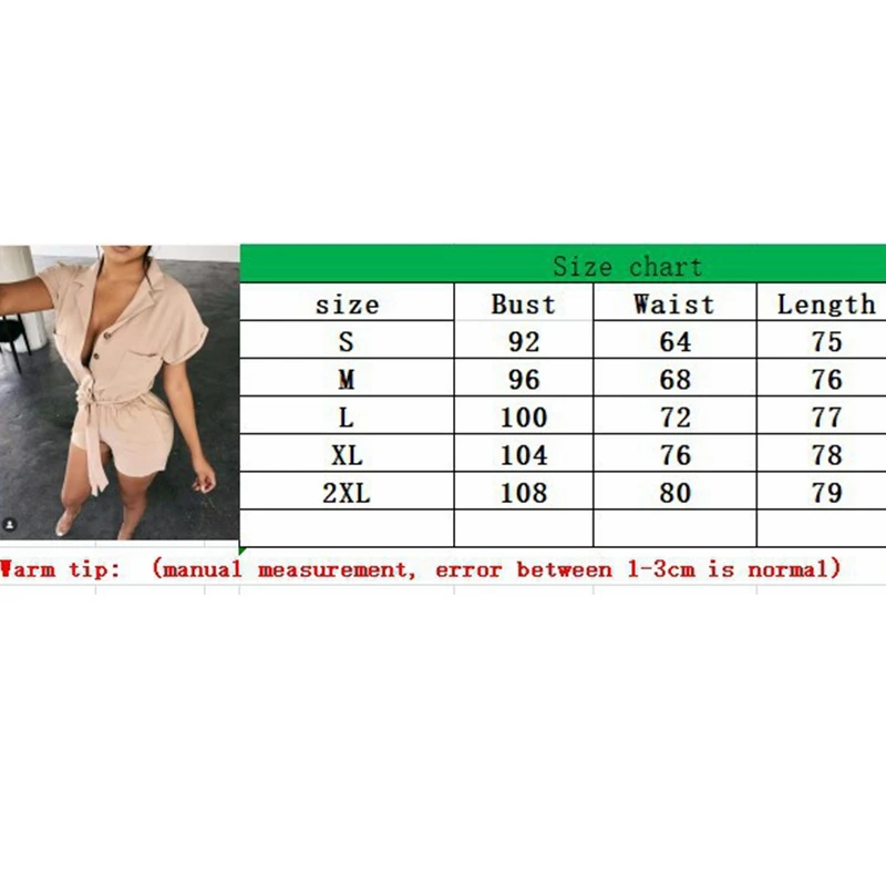 

Summer Shorts Jumpsuits Women Belt Short-sleeved Suit 2021 New Pocket Buttons Streetwear Lugentolo