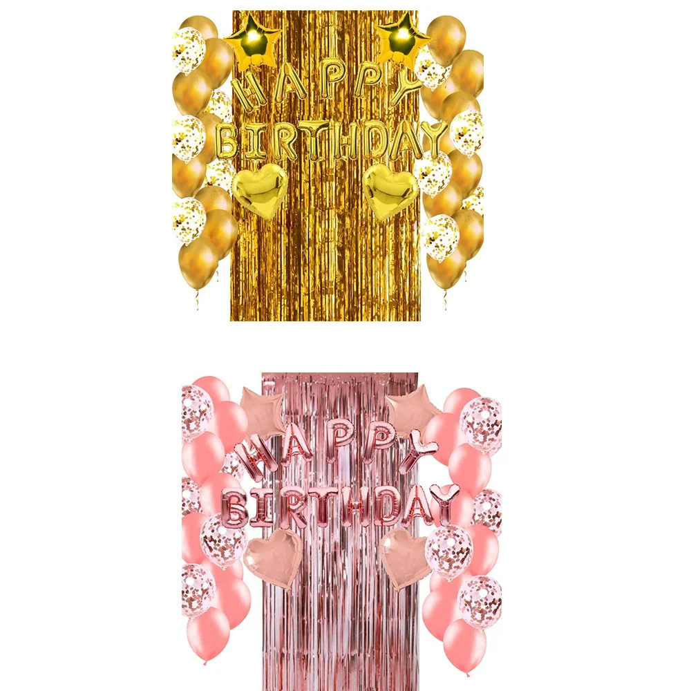 

Набор воздушных шаров, для дня рождения, шары с конфетти, занавески с бахромой, звезды, сердце, шары для детей, взрослых, день рождения