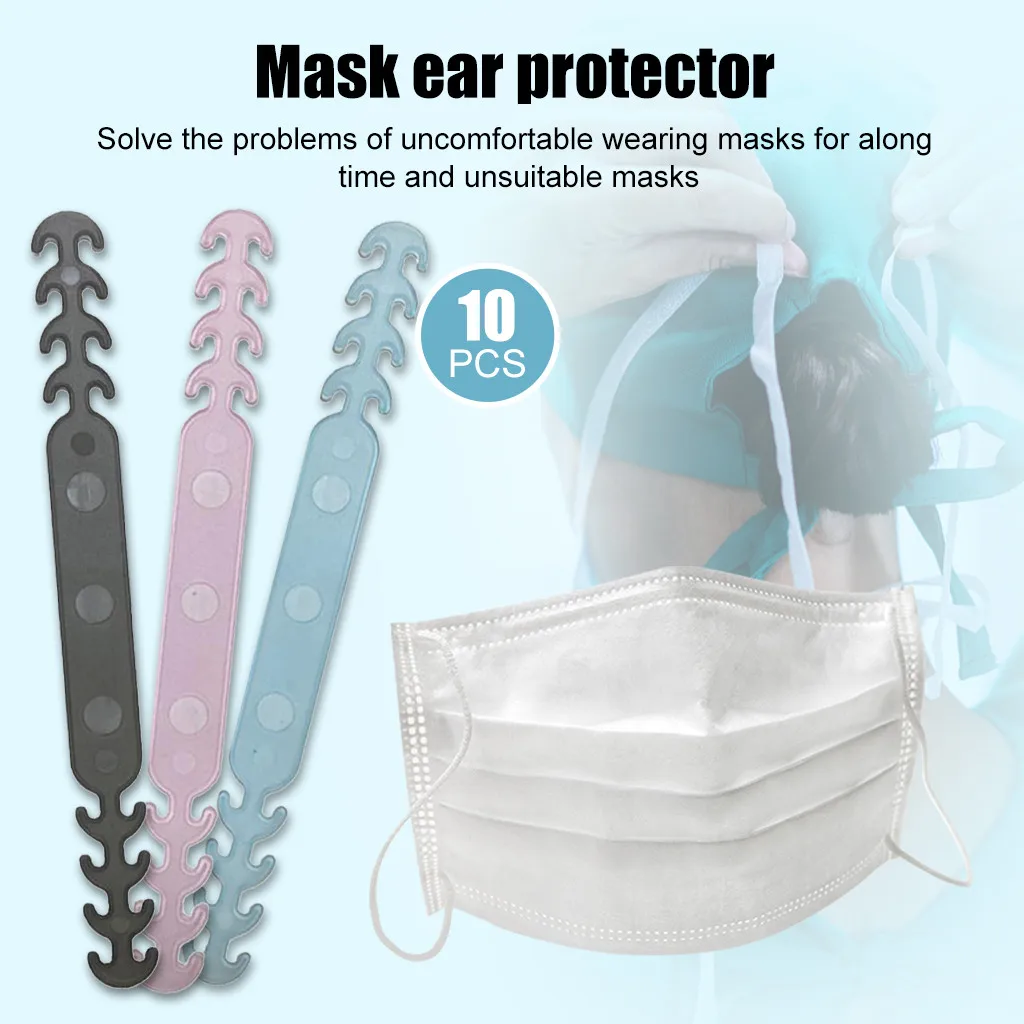 

10pc Adjustable Anti-slip Silicone Mask Ear Grips High Quality Extension Hook Face Masks Buckle Holder Mask Accessories
