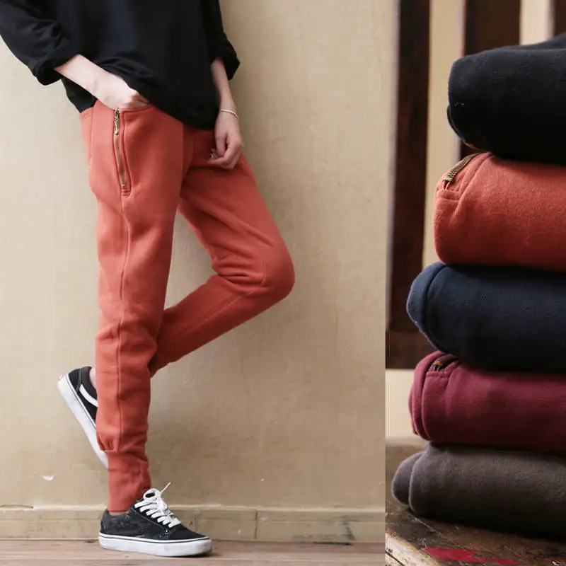 Плюс бархатные осенние зимние хлопковые брюки для женщин с эластичной талией