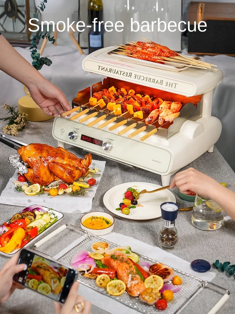 저렴한 GY 전기 바베큐 그릴 연기없는 바베큐 기계 자동 로타리 다기능 실내 전기 바베큐 꼬치 기계