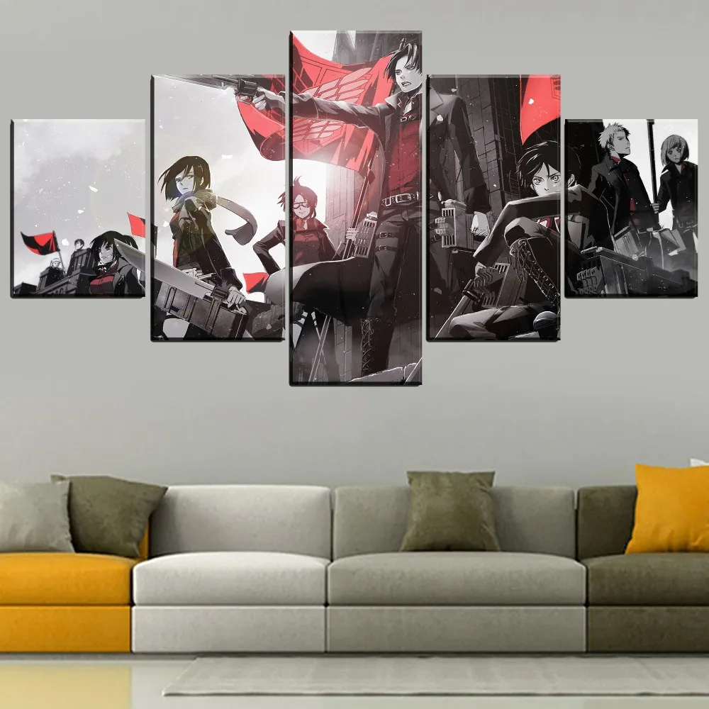 

5 Panel Anime Character Attack On Titan Posters HD Print Canvas Paintings Decoration Wall Art Home Decor Living Room Pictures