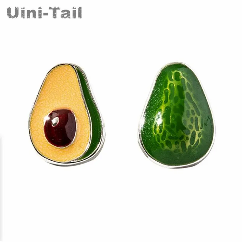 

Uini-Tail горячая распродажа новые 925 тибетские серебряные милые Мультяшные серьги авокадо цветные милые романтические волнистые мерцающие се...