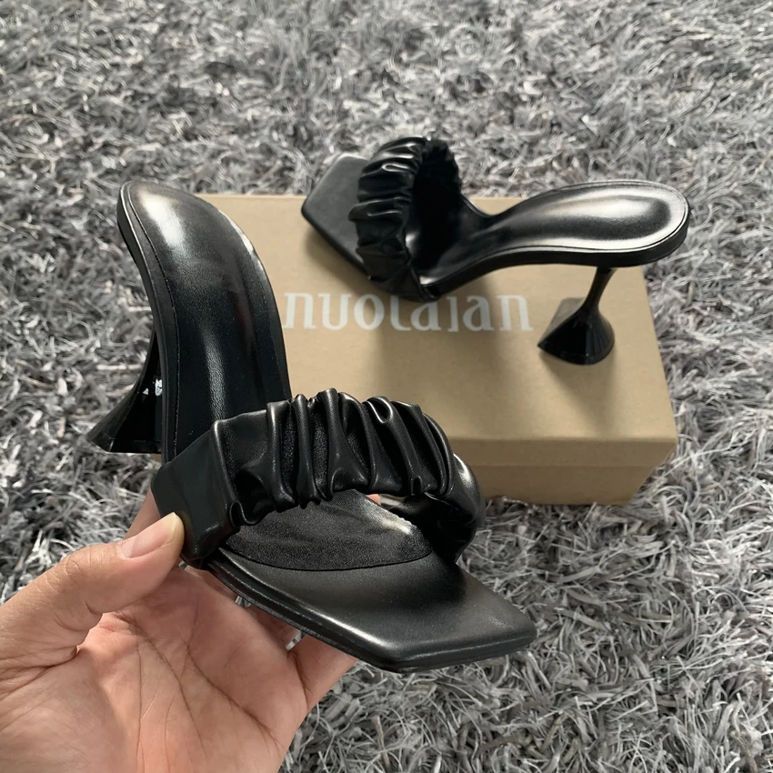 

Summer Women Sandals Square Toe Ladies Transparent Heel Mules Sexy High Heels Sandals Slippers Female Fashion Woman Shoes