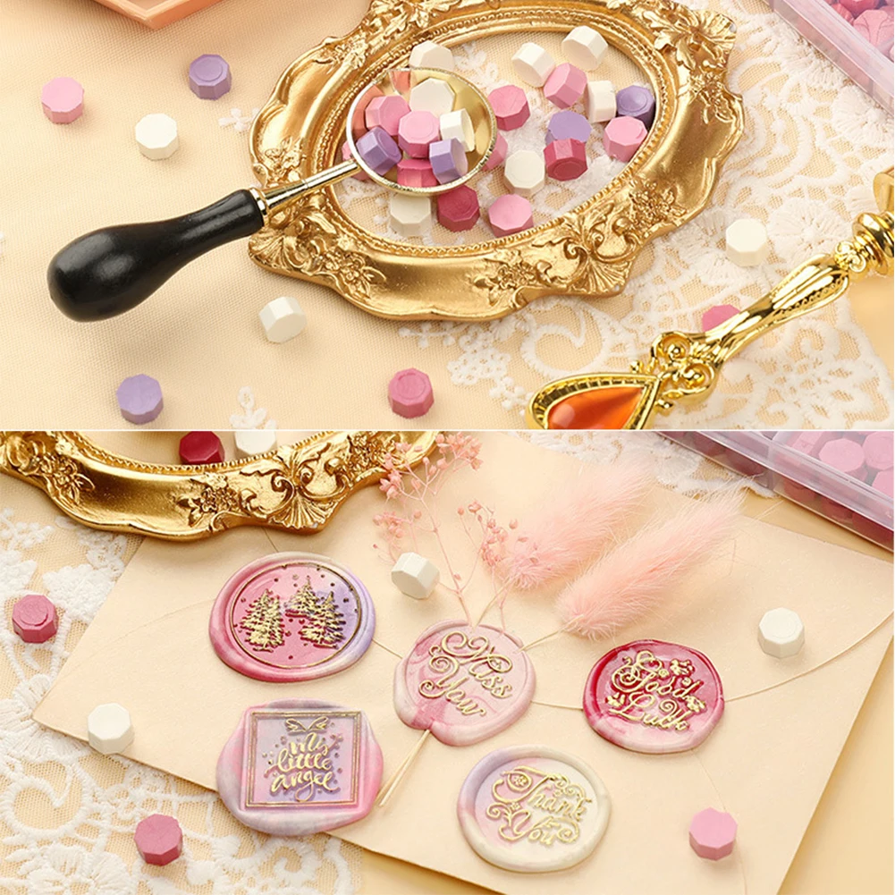 

100pcs Vintage Octagon Wax Seal Stamp Tablet Pill Beads Granular Grain Wax for Wedding Envelope Decoration DIY Craft Sealing Sta