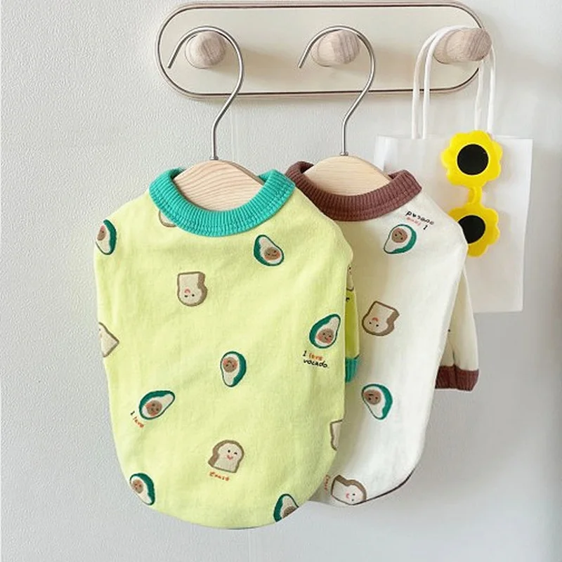 

Sweet Bread Print Pet Dog Tshirt Kawaii Summer Pomeranian Vest Korea Style Yorkshire Clothes Dogs Pets Costumes