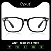 cyxus nerd square eyeglasses frame for mens women reading clear lens black eyewear 8082