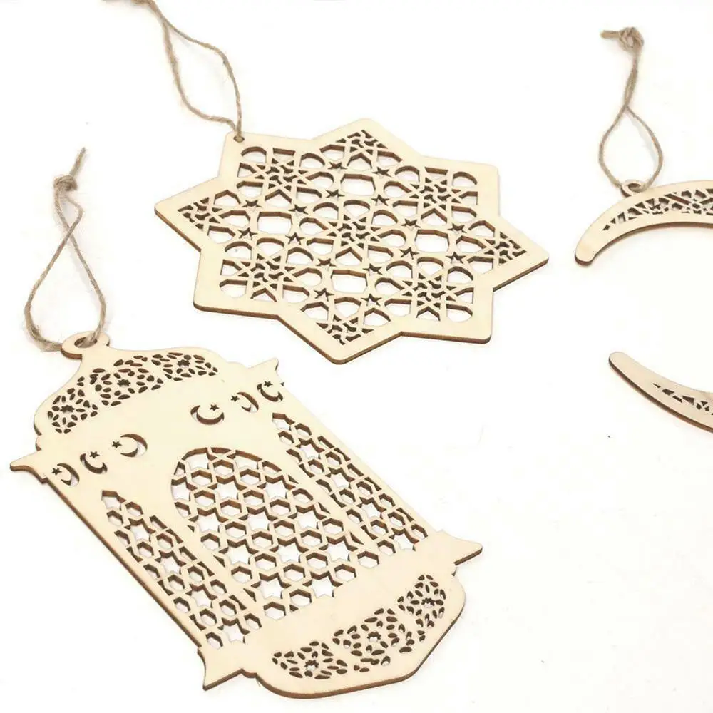 3 шт ислам ИД Рамадан Мубарак украшения Дерево Золотой подвесной фонарь