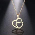 Ожерелье DOTIFI из нержавеющей стали для женщин и мужчин, колье с полым двойным сердечком, подвеска из розового золота, обручальное Ювелирное Украшение