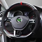 Чехол рулевого колеса автомобиля сшитые вручную Нескользящие черные замшевые Углеродные волокна для Volkswagen VW Golf 7 Mk7 новые Polo Jetta Passat B8