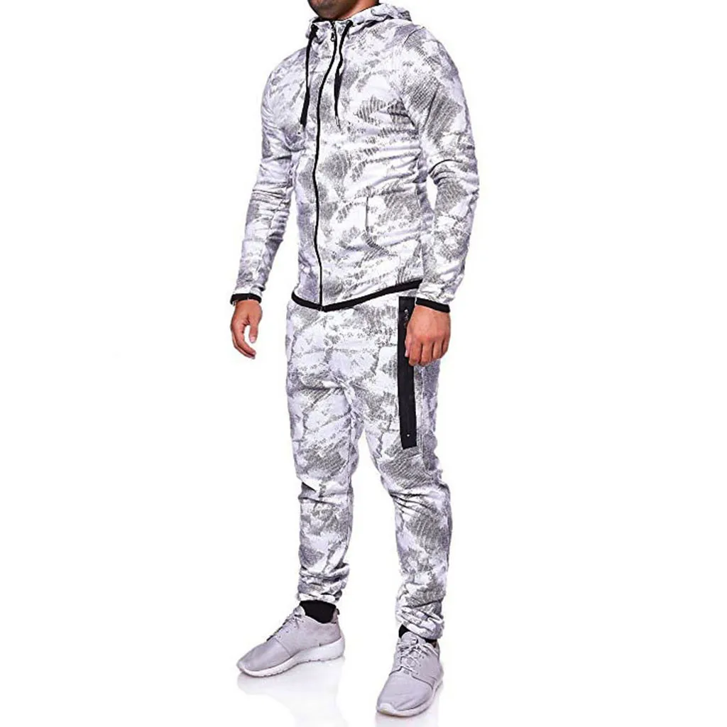 MUQGEW комплект для мужчин с длинным рукавом камуфляж толстовки + брюки осень печати