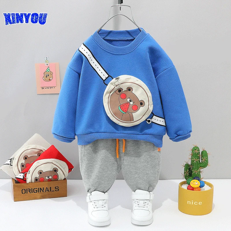 

2021 custom Kid Baby Cotton Kintting Clothing Sets Kids Boys Girls Autumn Loose Tracksuit Pullovers Tops+Pants 2PCS Sets Clothes