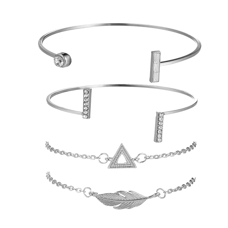 Tocona Elegance Bangle Bracelet for Women Jewelry Gold Silver Color Geometric Leaf Shiny Crystal Stone Animal Open Boho | Украшения и