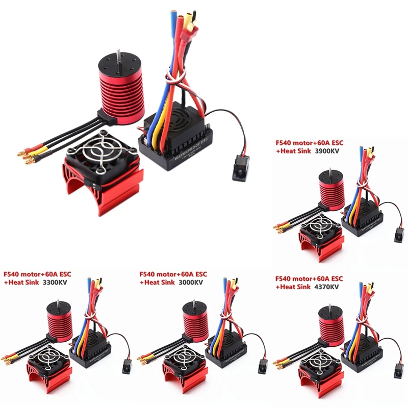 

Upgrade F540 Brushless Motor 60A ESC & Heat Sink for 1/10 RC Car Redcat Electric Volcano EPX PRO Blackout XTE