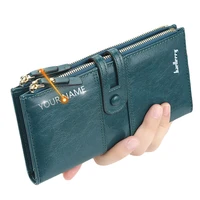 2020 name engrave fashion long leather top quality card holder classic female purse zipper brand wallet for women