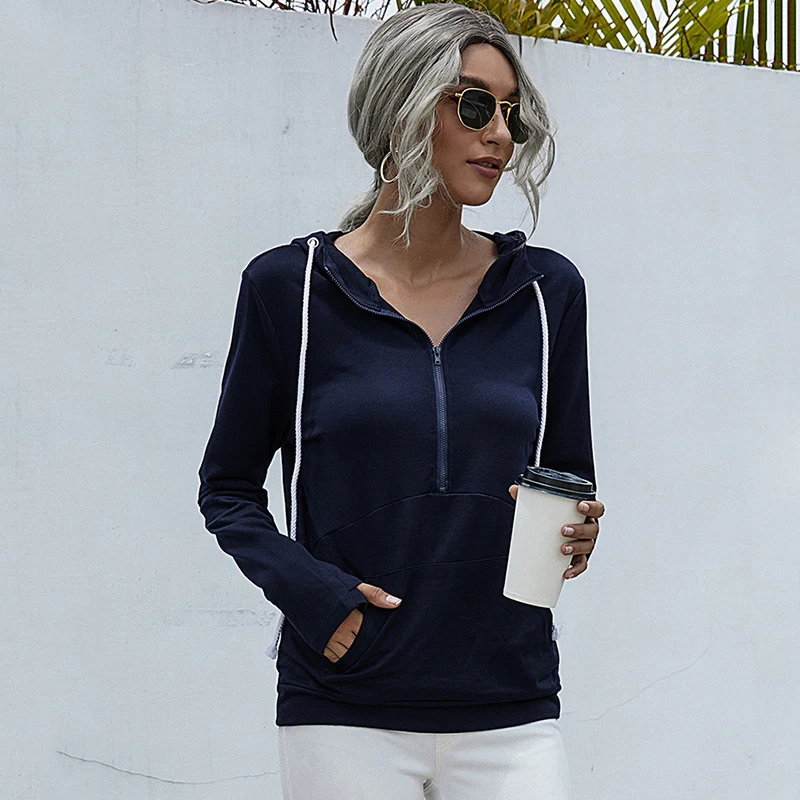 

2021 autumn women's hooded zipper solid color striped camouflage drawstring hoodies genshin impact олсовка женская y2k