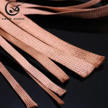 DIY HIFI Pure Copper Shielding Sleeve 2mm -30mm flat size braided zipper cable sleeve Braided sleeving tube Cable shield