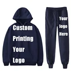 Мужской спортивный костюм с логотипом на заказ, женские Семейные комплекты, толстовка с капюшоном и спортивные штаны, персональный спортивный костюм с логотипом на заказ, спортивный костюм