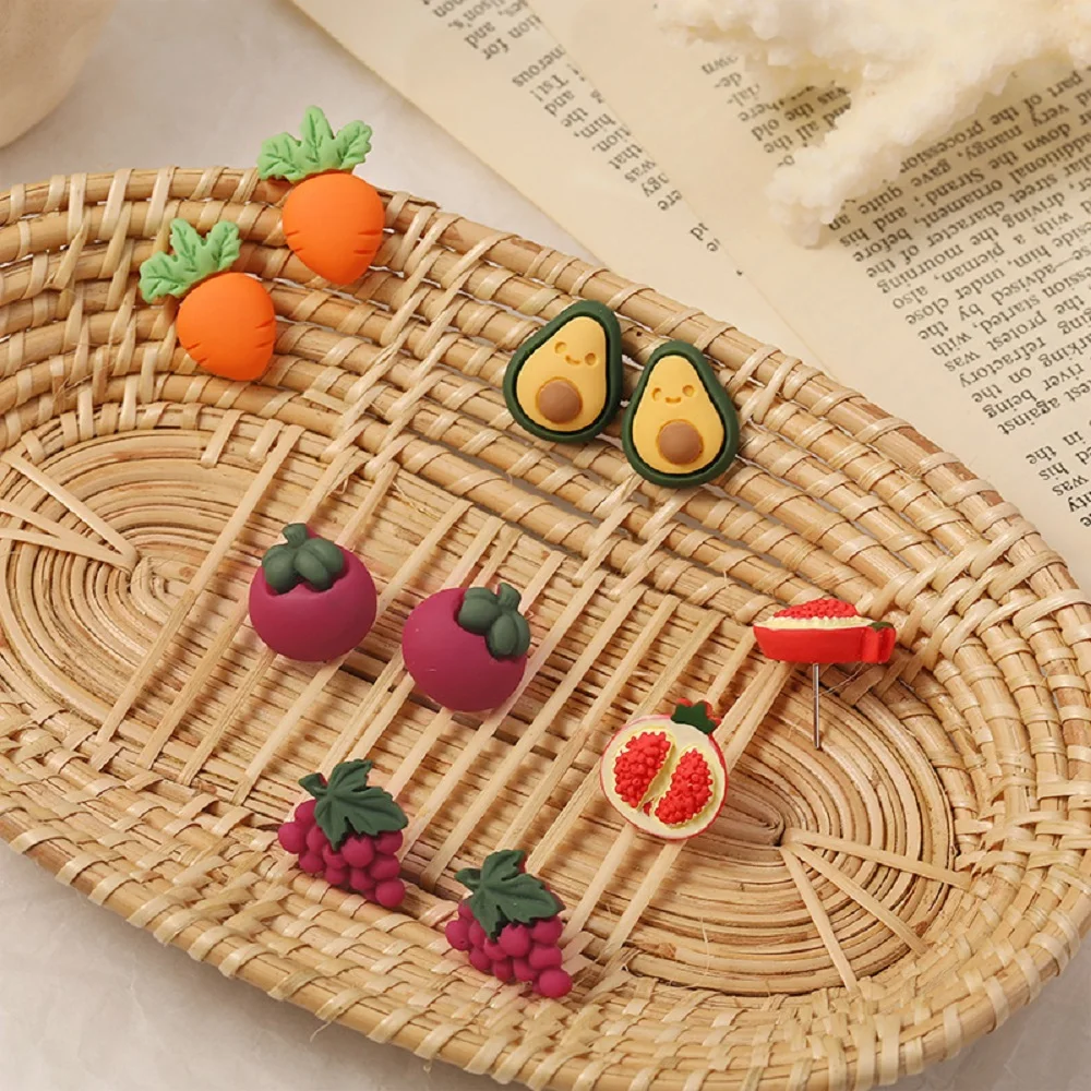 Шикарные женские серьги корейские милые в виде винограда персика авокадо