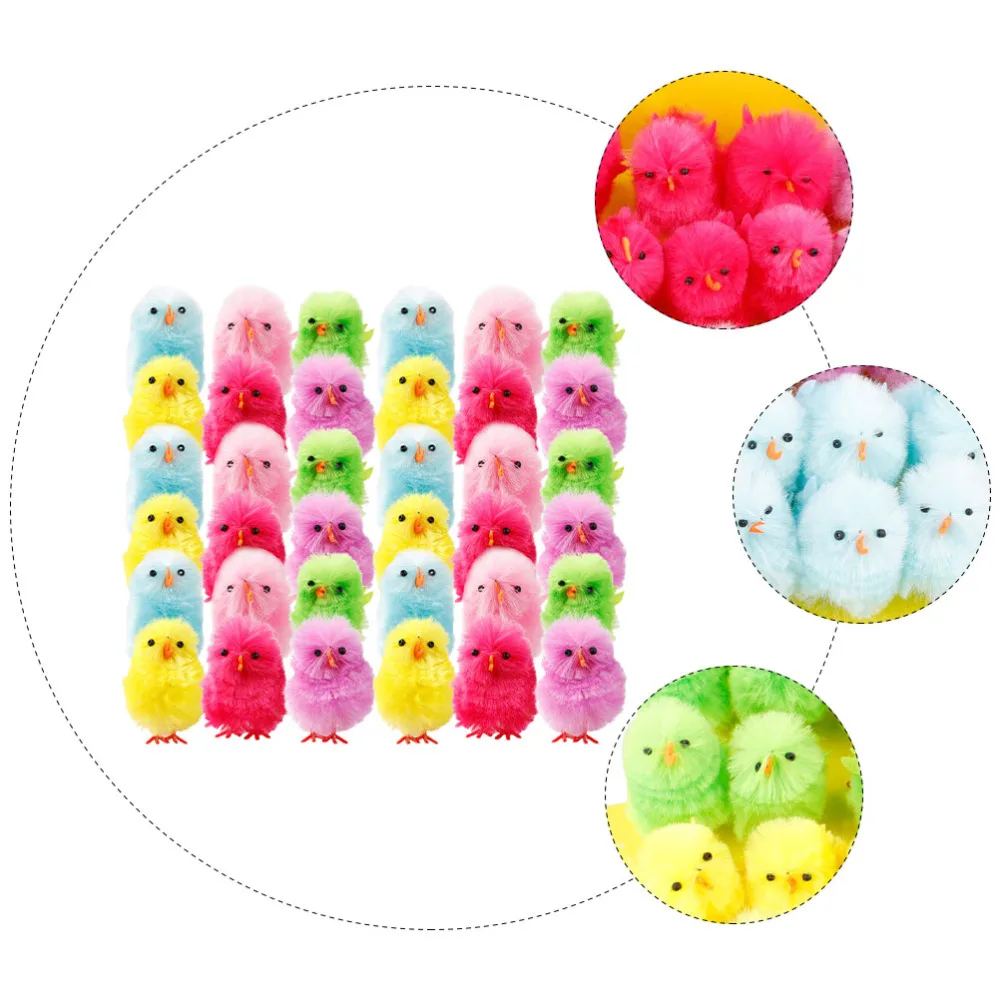

36Pcs Easter Chicken Chicken Party Adornment Mini Chick Ornament (Colorful)