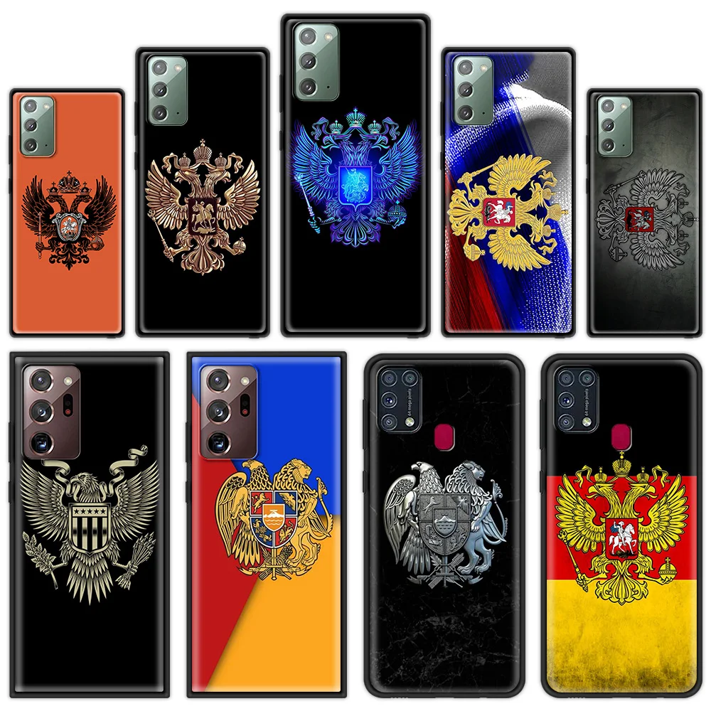 

Russia Coat Of Arms Eagle Flag Soft Cover for Samsung Galaxy M31 M31S M51 M11 M21 M30S F41 M31 Prime Luxury Phone Case Shell