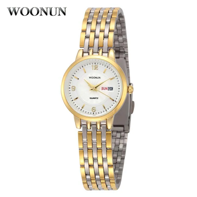 

Woonun 2020 Top Brand Luxury Ladies Watches Geneva Gold Women Watches Stainless Steel Date Day Quartz Watches for Women Bracelet