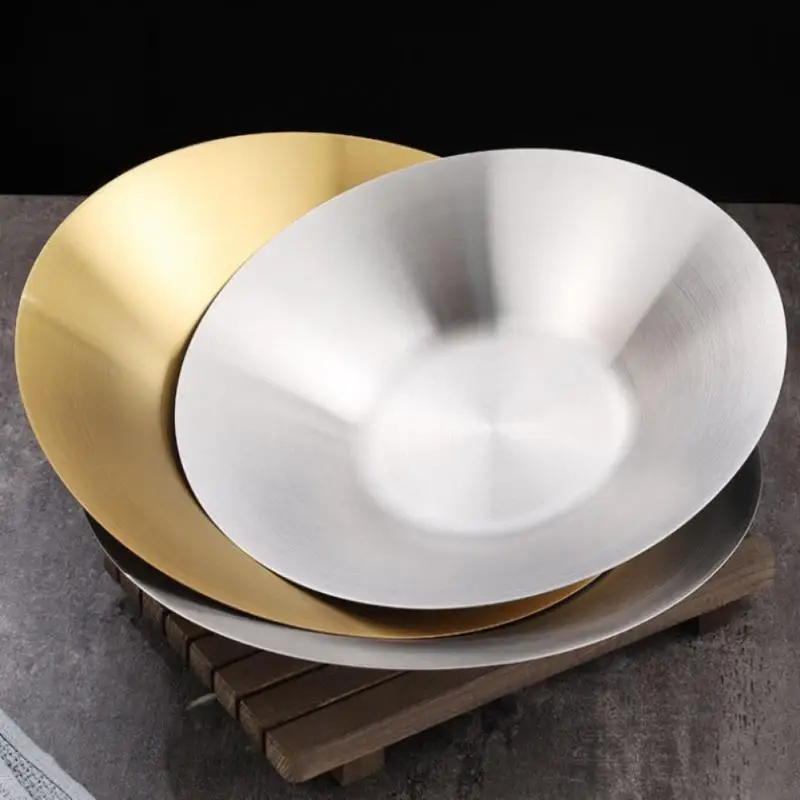 Creative Stainless Steel Straw Hat Plate Pasta Salad Deep Soup Household Tableware Dish Western Food | Дом и сад