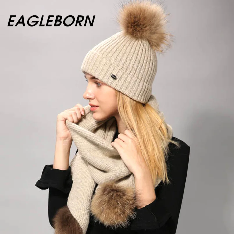 Новинка 2022 зимняя шапка шарф для женщин Шапка-бини девушек вязаная и Большой