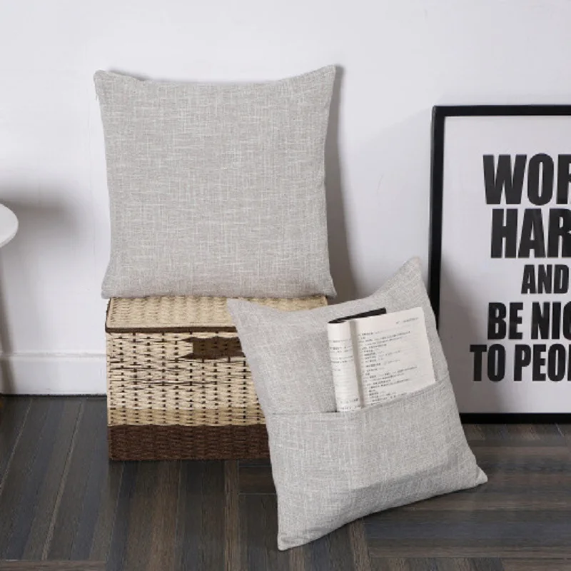 

2PCS Linen Solid Cushion Cover Modern Simple Sofa Office Throw Pillow Cover Decorative Home Living Room Bedroom 45 X 45