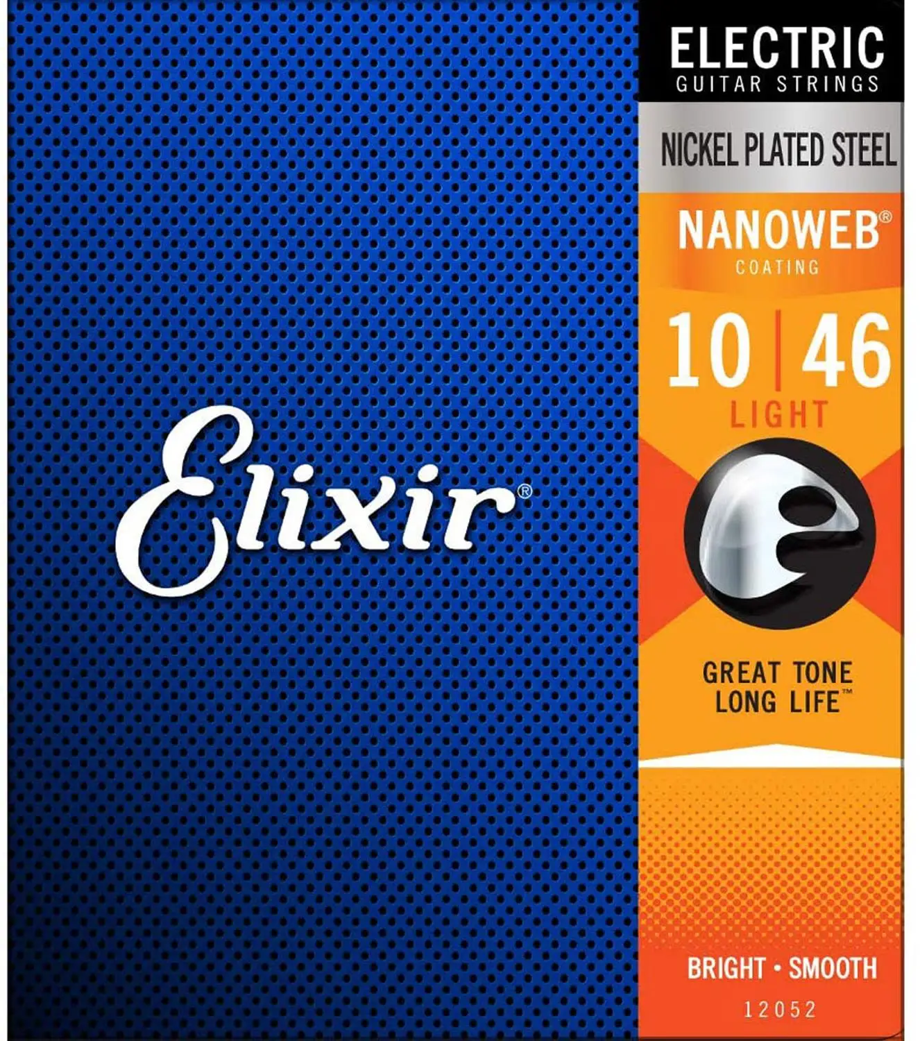 Никелированные стальные Струны для электрогитары Elixir 12052 NanowebCoating стандартное