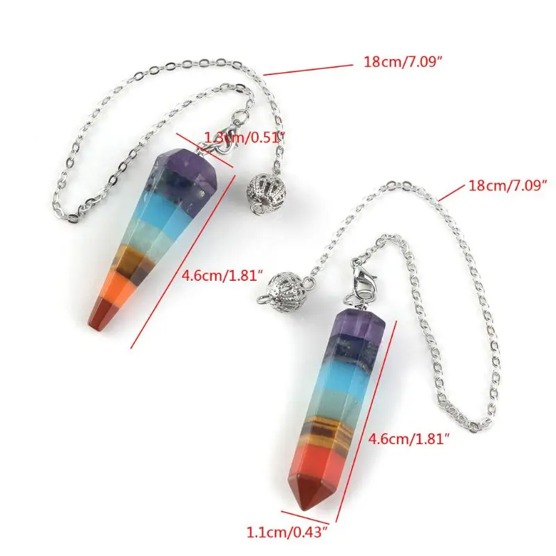 7 Чакры лечебный цвета радуги сердце кристалл давая Divination подвеска-маятник