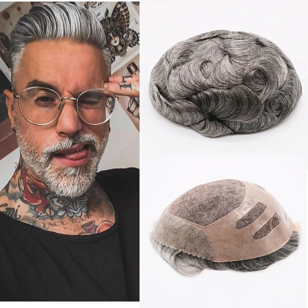 Мужской парик, сменные мужские человеческие волосы t, долговечные искусственные волосы, система париков для мужчин