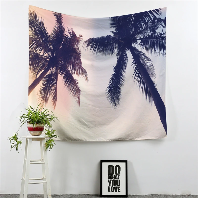 Гобелен кокосовое дерево настенная подвесная крышка с принтом листьев пейзаж
