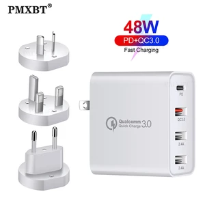 48w pd type c and 3 usb port charger eu us au uk plug phone adapter wall charger qc3 0 quick charging for iphone huawei honor 9x free global shipping