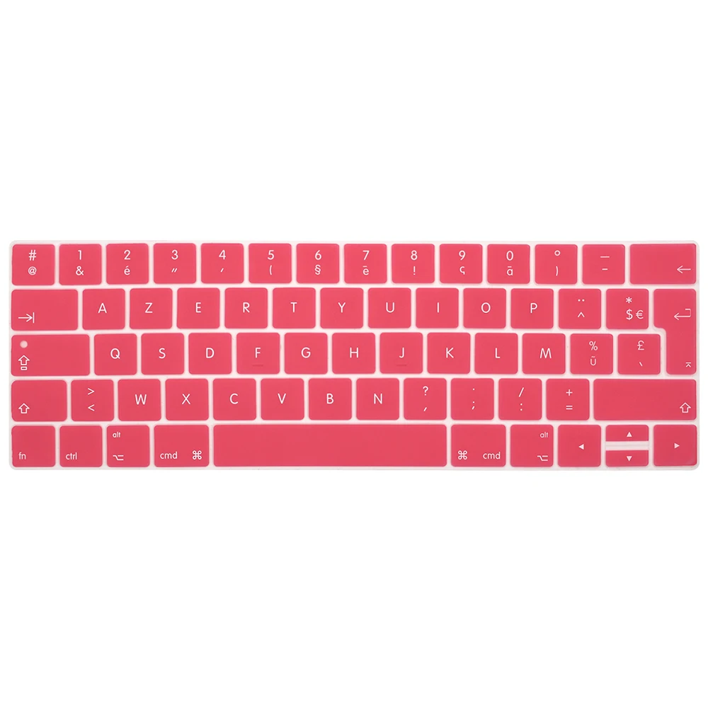 HRH Европейская версия французские Azerty тонкие Чехлы для клавиатуры Силиконовые Пленки Для Macbook Pro 1" 15" A1706 A1707 A1989 A1990 A2159 сенсорная панель - Цвет: Pink