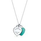 1:1 Два сердца ожерелье с двойным сердцем Шарм 925 стерлингового серебра эмаль всплеск шарма сердца классическое ожерелье для женщин