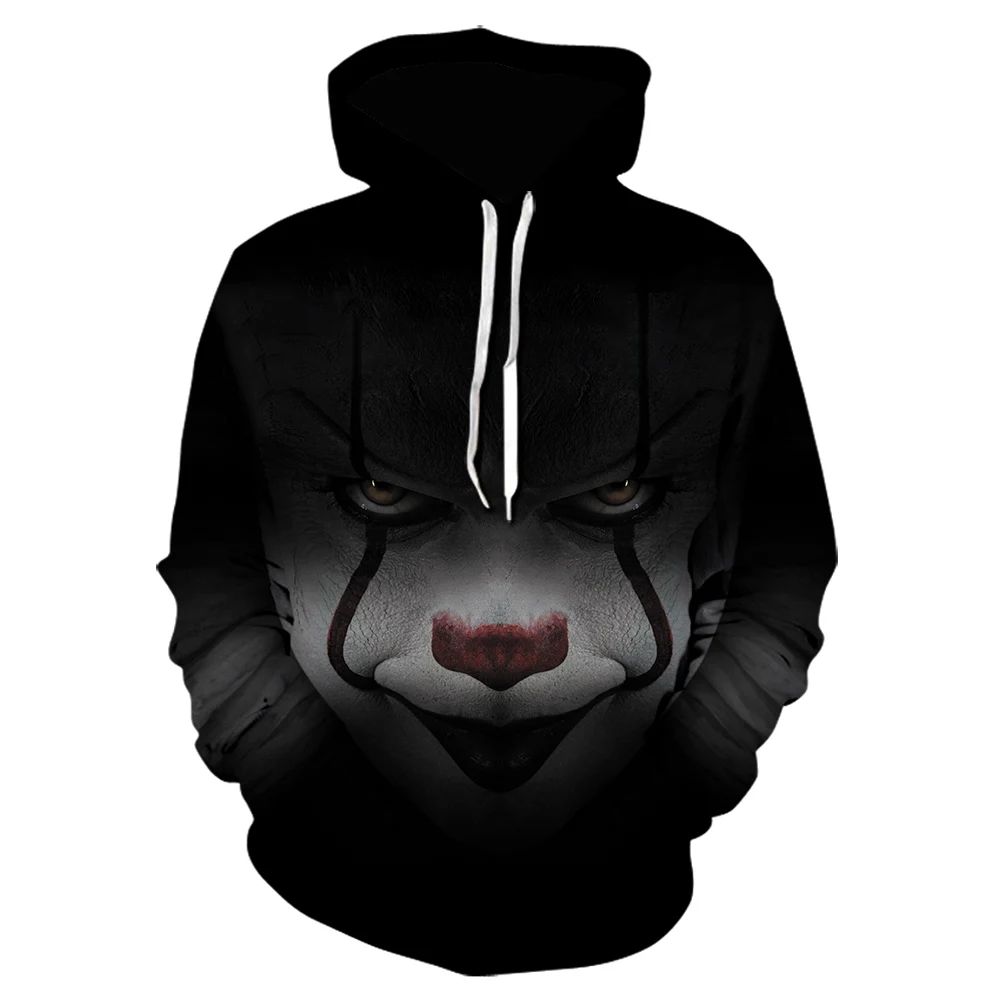 

New movie IT Pennywise Clown Stephen King 3D print mens hoodies Horror joker Hoody Sweatshirt COSPLAY Sportswear Tracksuit men