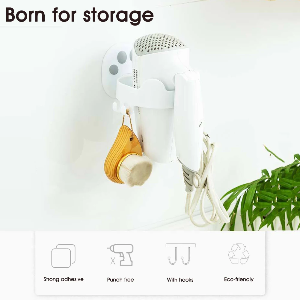 

2020 New ABS Bathroom Shelf Storage High Quality Wall-mounted Hair Dryer Holder Rack Organizer Hairdryer Bathroom Accessories