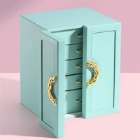 jewelry organizer box display 5 layer large capacity double door pu leather drawer storage box cases for earrings necklace