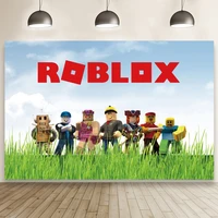 roblox game theme party backdrop cartoon robots boy birthday photography background cake toys table banner home decor poster