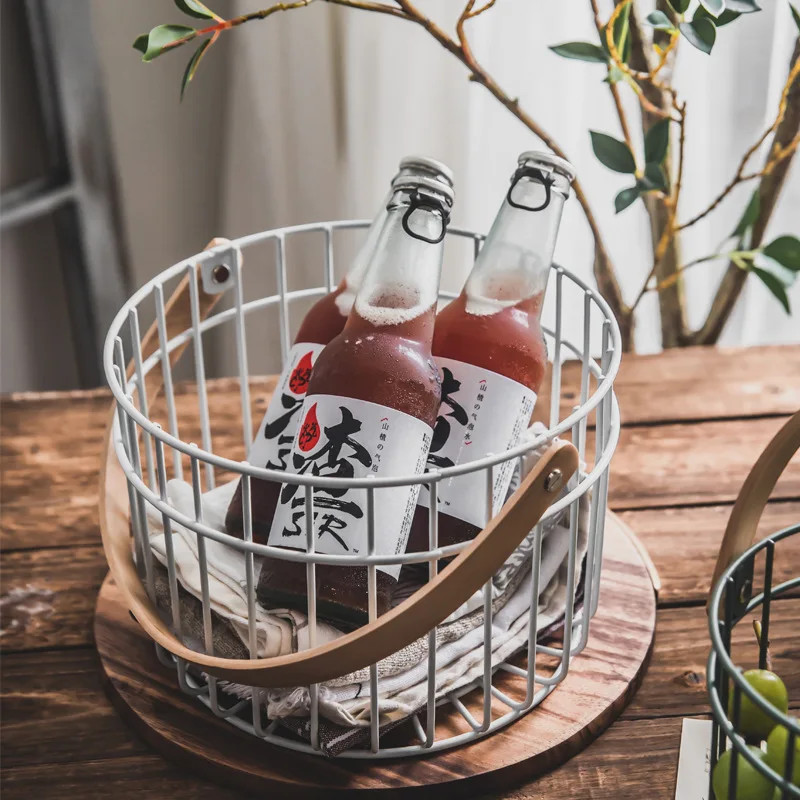 

Iron Basket Snack Collection Basket Ins Nordic Picnic Basket Props Household Living Room Fruit, Vegetable and Egg Storage