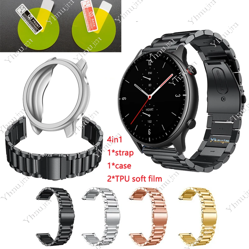 

2020 Huami Amazfit GTR2 Strap Wristband Metal Strap Sports Metal Chain Strap GTR 2 Case Cover Screen Film Protective Case
