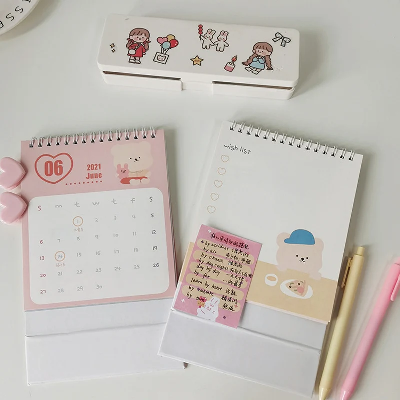 Настольный календарь с мультяшным милым медведем 2021 корейский в стиле Ins