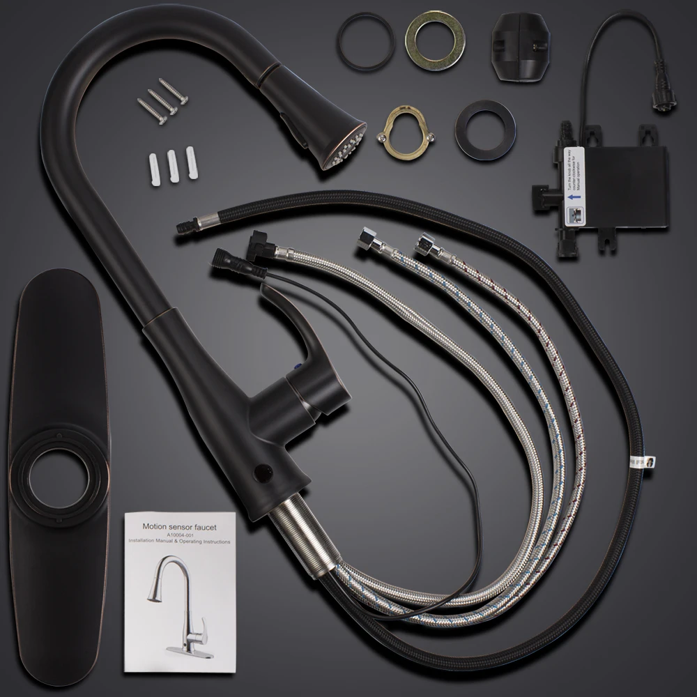 Сенсор черный кухонный кран вытяжной боковой опрыскиватель Двойная модель