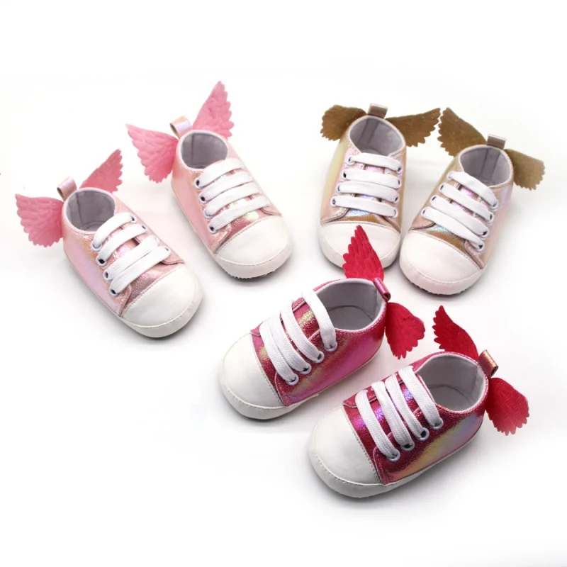 

Baby Girl Shoes Fashion Cute PU Soft Sole Anti-slip Wing Design Crib Shoes First Walkers Walking Shoes